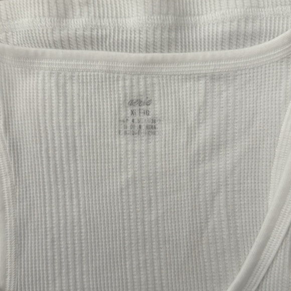 Aerie White Ribbed Tank Top with Button Detail - Picture 4 of 8